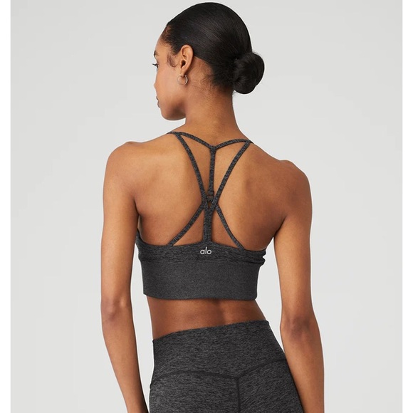 Alo Lavish bra heather gray crossover straps longline XL - Picture 2 of 6